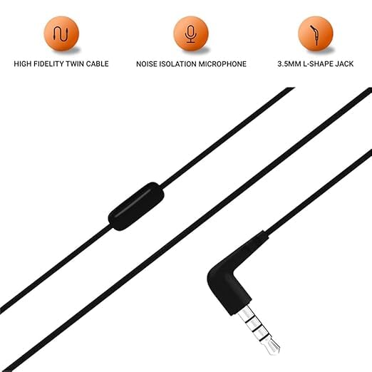 JBL T50Hi in Ear Wired Headphone with Noise Isolation Mic (Black) - Image 4