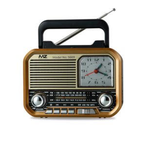 MZ S669 (Retro Radio Speaker) Multi-Functional with High Power, Clock & 5W Power with 1500mAh Battery