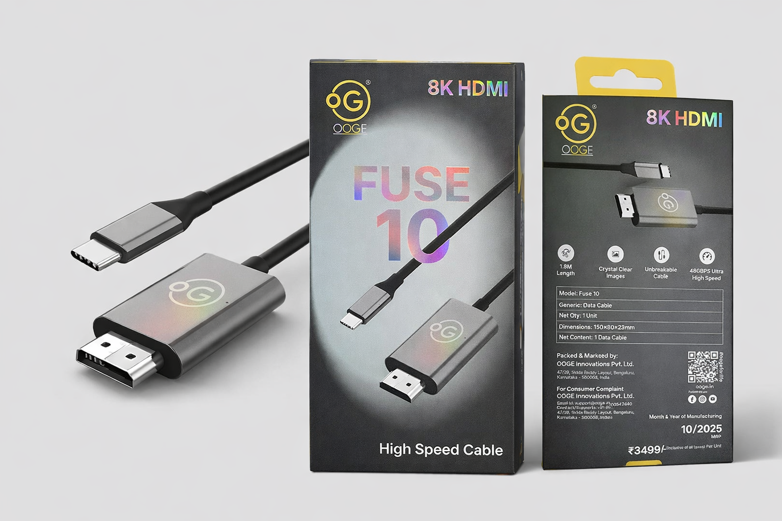 Ooge Type C to HDMI 8k Cable, 1.8M Cable Length,48GBPS Ultra High Speed - Image 2