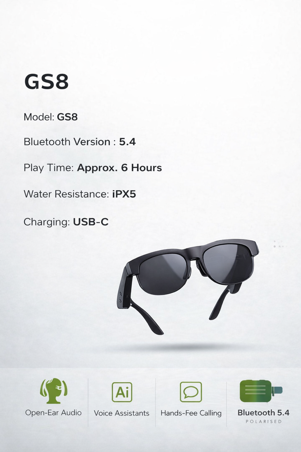 G58 Wireless Bluetooth Headset Smart Glasses - Image 2