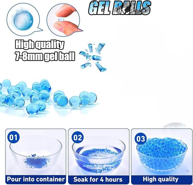 Gel Blaster Refill Ammo – 50,000 Rounds of 7-8mm Non-Toxic Water Beads for Gel Guns – Safe for Adults 15+ Pack of 5 – Also Ideal as Home Decor Vase (Purple) - Image 3