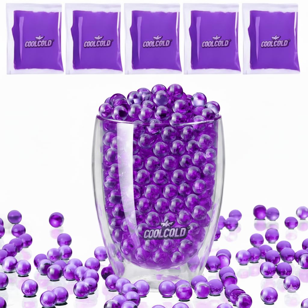Gel Blaster Refill Ammo – 50,000 Rounds of 7-8mm Non-Toxic Water Beads for Gel Guns – Safe for Adults 15+ Pack of 5 – Also Ideal as Home Decor Vase (Purple)