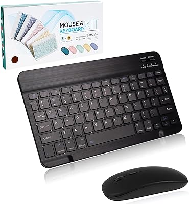 Mouse & Keyboard Kit, Ultra Slim Rechargeable Portable Wireless Keyboard Mouse Set Compact for Android Windows Tablet Cell Phone iPhone iPad Computer Desktop PC Laptop (Mix Color)