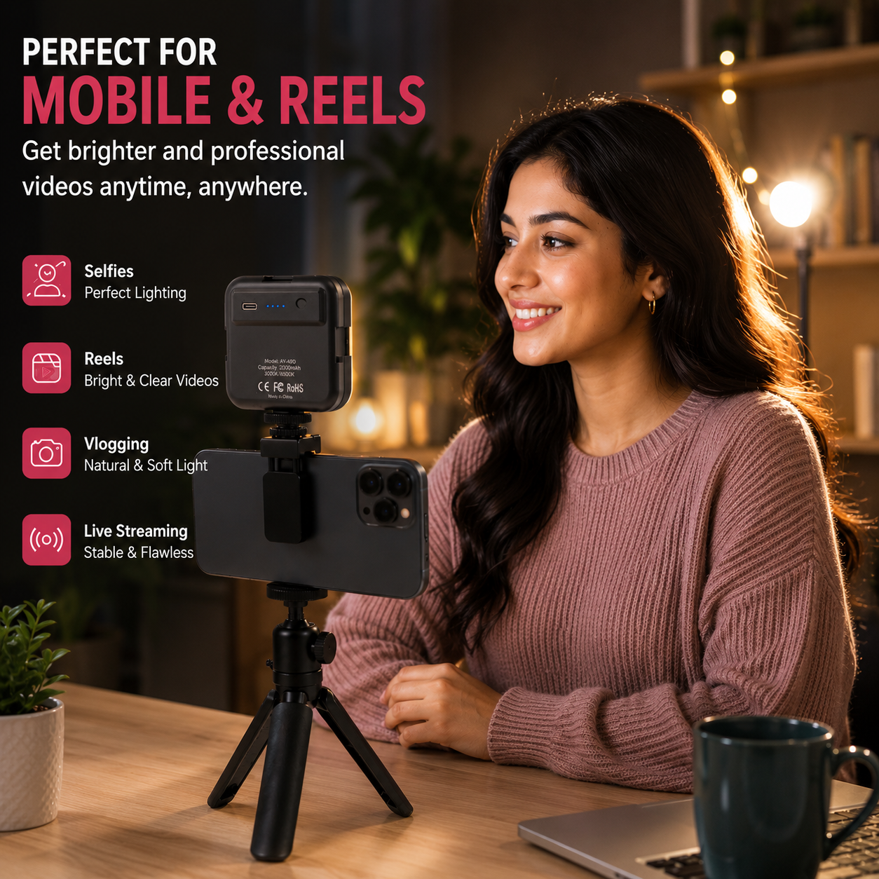 Order Me AY-49D Pocket LED Video Light | Clip-On Fill Light for Mobile, Camera & Laptop - Image 4