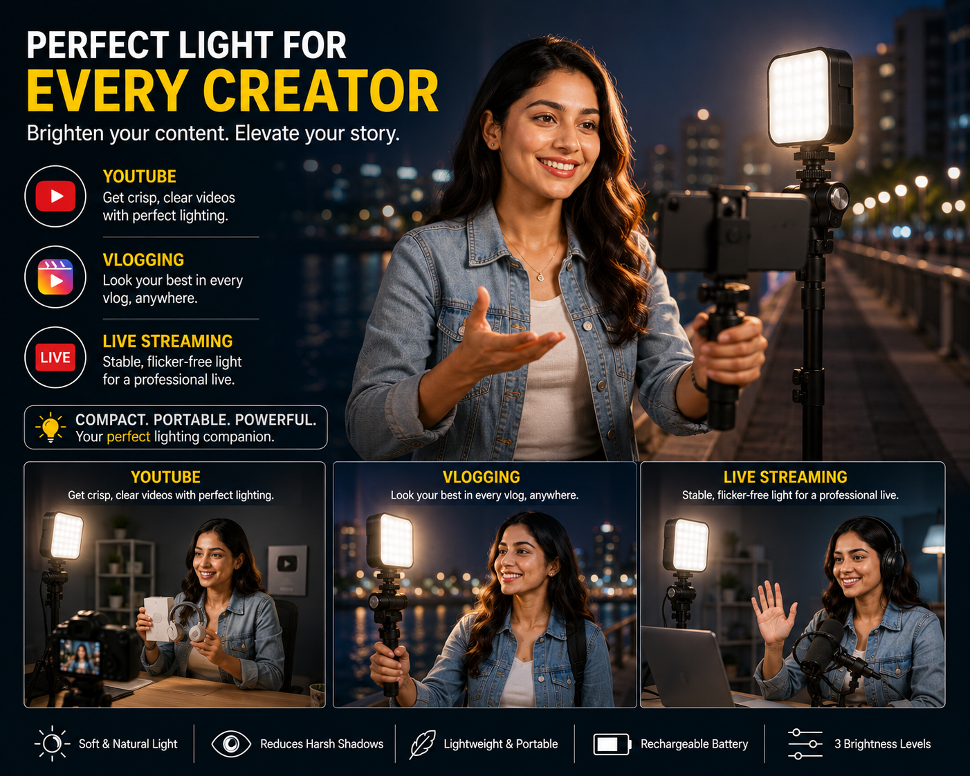 Order Me AY-49D Pocket LED Video Light | Clip-On Fill Light for Mobile, Camera & Laptop - Image 2