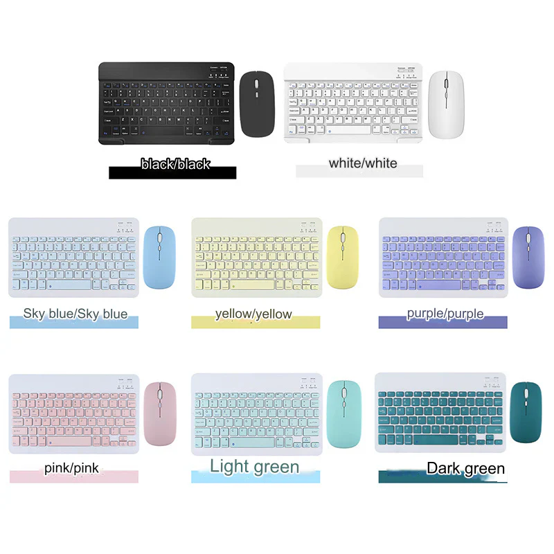 Mouse & Keyboard Kit, Ultra Slim Rechargeable Portable Wireless Keyboard Mouse Set Compact for Android Windows Tablet Cell Phone iPhone iPad Computer Desktop PC Laptop (Mix Color) - Image 2