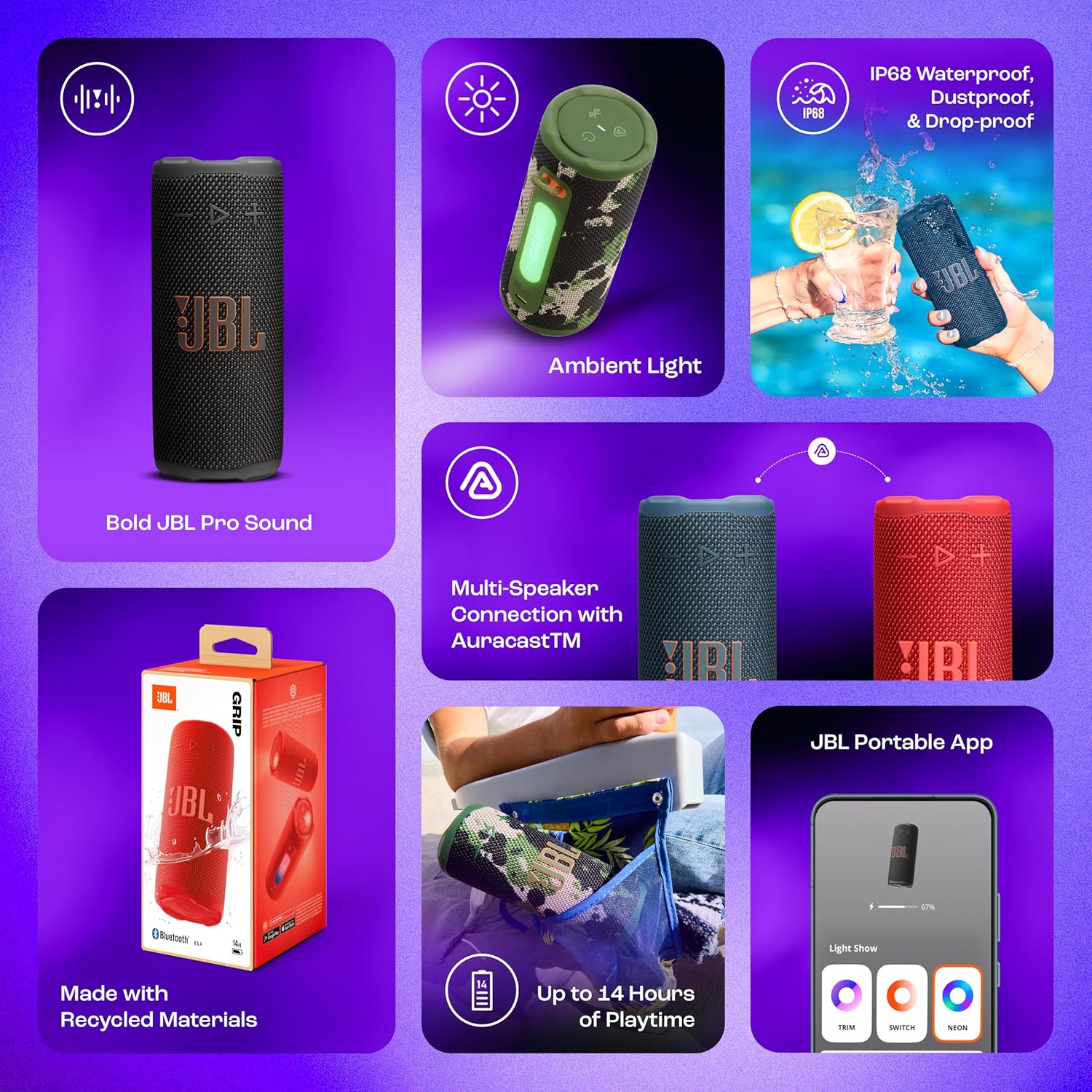 JBL Grip Portable Bluetooth Speaker with Powerful Sound & Deep Bass - Image 9